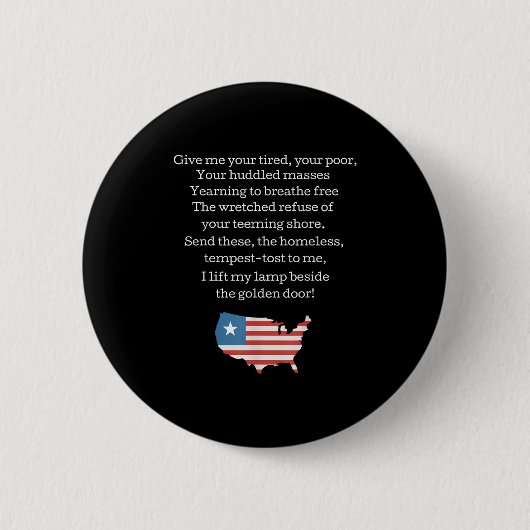 Badge Rond 5 Cm Patriotic New Colossus Emma Lazarus Quote Usa Gift (Devant)