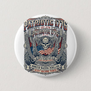 Badge Rond 5 Cm Patriotique 1776 Hors Route Crâne Monster Truck Lo