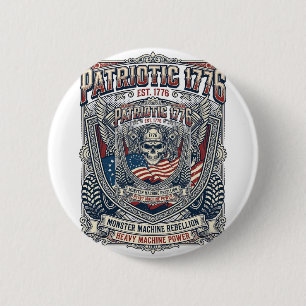Badge Rond 5 Cm Patriotique 1776 Hors Route Crâne Monster Truck Lo