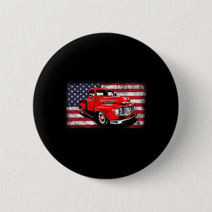 Badge Rond 5 Cm Patriotique Clic Vieux Camion de ramassage Drapeau