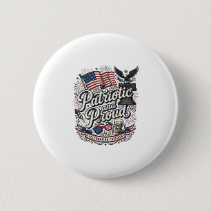 Badge Rond 5 Cm Patriotique et fier vintage quatrième juillet