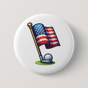 Badge Rond 5 Cm Patriotique Golf 4 juillet Fête de l'Indépendance
