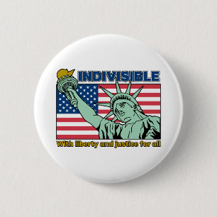 Badge Rond 5 Cm Patriotique-indivisible-Liberté et Justice pour to