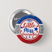 Badge Rond 5 Cm Patriotique petite Miss Firecracker Glittery (Devant & derrière)