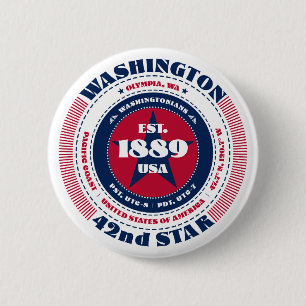Badge Rond 5 Cm Patriotique Washington Circle avec détails d'état