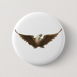 Badge Rond 5 Cm Patriotisme Vintage Aigle américain oiseau volant