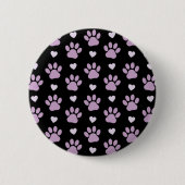 Badge Rond 5 Cm Pattern of paws, Dog paws, Lilac paws, Hearts (Devant)
