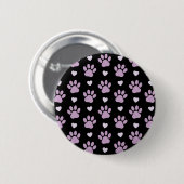 Badge Rond 5 Cm Pattern of paws, Dog paws, Lilac paws, Hearts (Devant & derrière)