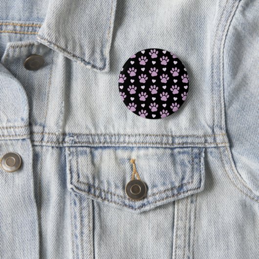 Badge Rond 5 Cm Pattern of paws, Dog paws, Lilac paws, Hearts (En situation)