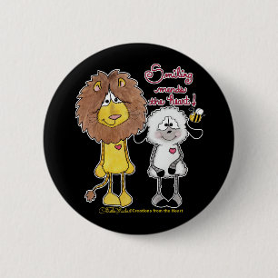 Badge Rond 5 Cm Pattes cardiaques Lion et Lamb