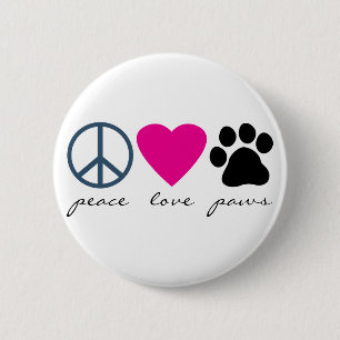 Badge Rond 5 Cm Pattes d'amour de paix
