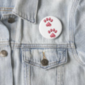 Badge Rond 5 Cm Pattes de coeur (En situation)