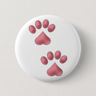 Badge Rond 5 Cm Pattes de coeur