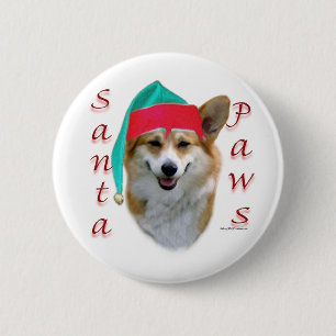 Badge Rond 5 Cm Pattes de Père Noël de corgi de Gallois de