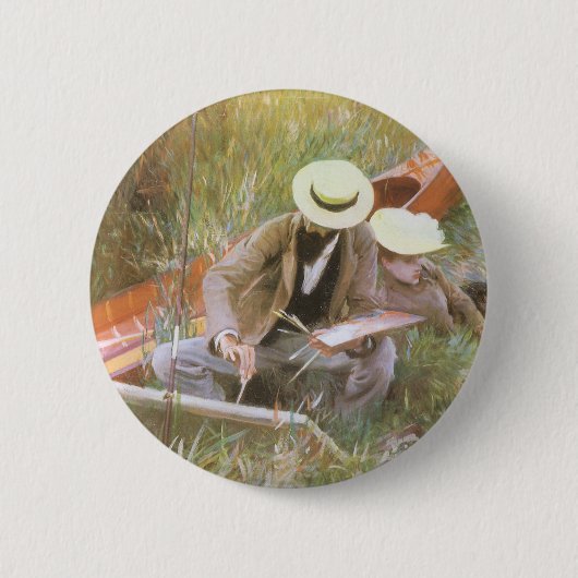 Badge Rond 5 Cm Paul Helleu Sketting with His Wife par JS Sargent (Devant)