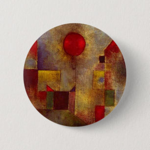 Badge Rond 5 Cm Paul Klee Red Balloon Abstrait Coloré Art 