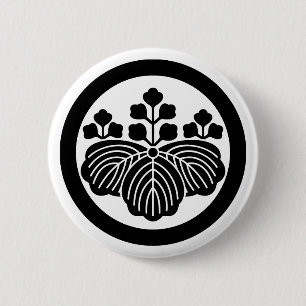 Badge Rond 5 Cm Paulownia avec 5&3 fleurs en cercle