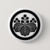 Badge Rond 5 Cm Paulownia avec les fleurs 5&3 en cercle (Devant)