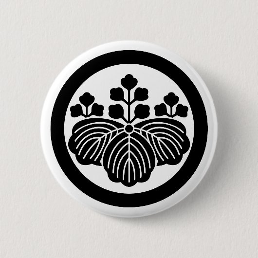 Badge Rond 5 Cm Paulownia avec les fleurs 5&3 en cercle (Devant)
