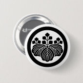 Badge Rond 5 Cm Paulownia avec les fleurs 5&3 en cercle (Devant & derrière)