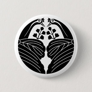 Badge Rond 5 Cm Paulownias en forme de grue bissectées