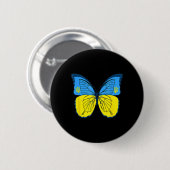 Badge Rond 5 Cm Pavillon papillon ukrainien d'Ukraine avec Trident (Devant & derrière)