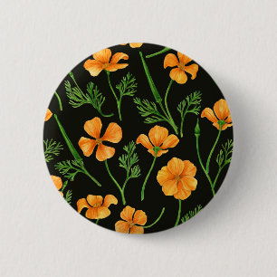 Badge Rond 5 Cm Pavot de Californie, fleurs d'été, orange wil