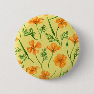 Badge Rond 5 Cm Pavot de Californie, fleurs d'été, orange wil