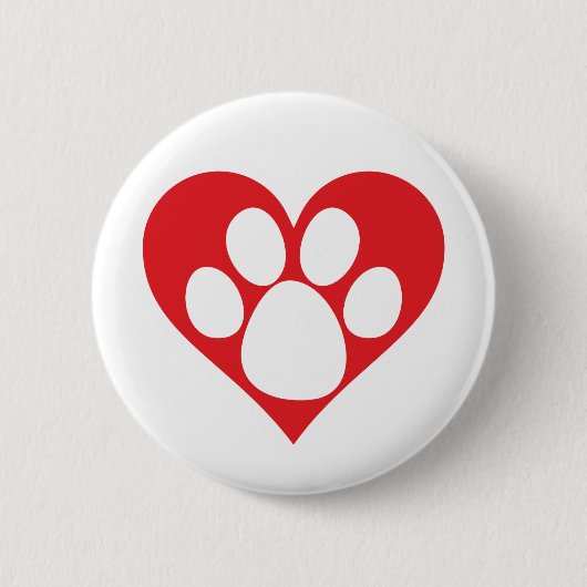 Badge Rond 5 Cm Paw Chien Coeur (Devant)