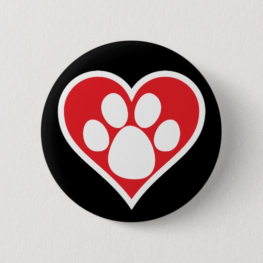 Badge Rond 5 Cm Paw Chien Coeur (foncé) (Devant)