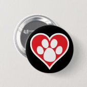 Badge Rond 5 Cm Paw Chien Coeur (foncé) (Devant & derrière)