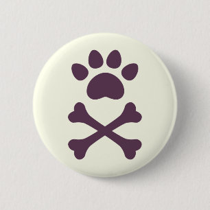 Badge Rond 5 Cm Paw Coeur & Crossbones