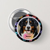 Badge Rond 5 Cm Paw Prints Custom Pet Photo and Name (Devant & derrière)