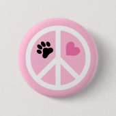 Badge Rond 5 Cm Pawprint Peace Love Paws (Devant)