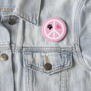 Badge Rond 5 Cm Pawprint Peace Love Paws