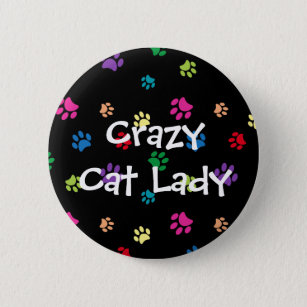 Badge Rond 5 Cm Paws folle de chat de Madame Rainbow Painted