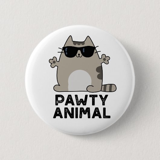 Badge Rond 5 Cm Pawty Animal Funny Party Chat Pun (Devant)