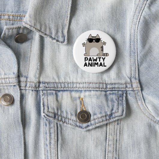Badge Rond 5 Cm Pawty Animal Funny Party Chat Pun (En situation)