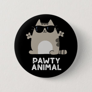 Badge Rond 5 Cm Pawty Animal Funny Party Chat Pun Dark BG