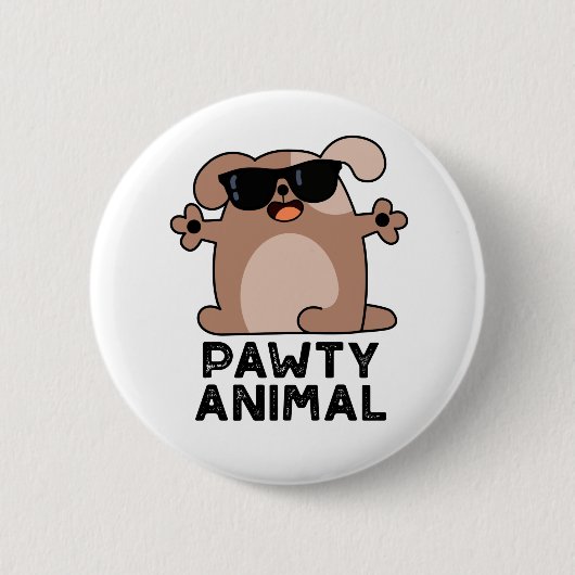 Badge Rond 5 Cm Pawty Animal Funny Party Chien Pun (Devant)
