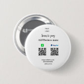 Badge Rond 5 Cm Paypal Cashapp numérisation pour payer QR ajouter  (Devant & derrière)