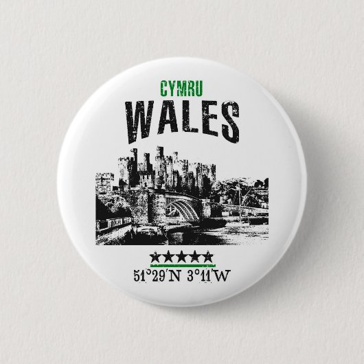Badge Rond 5 Cm Pays de Galles (Devant)