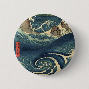 Badge Rond 5 Cm paysage océanique japonaise Ukiyo-e grande vague