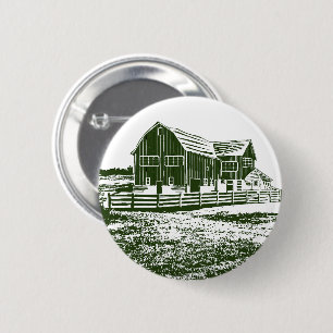 Badge Rond 5 Cm Paysage rural maison de ferme de style coupe