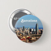 Badge Rond 5 Cm Paysage urbain de Barcelone (Devant & derrière)