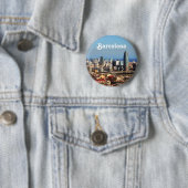 Badge Rond 5 Cm Paysage urbain de Barcelone (En situation)