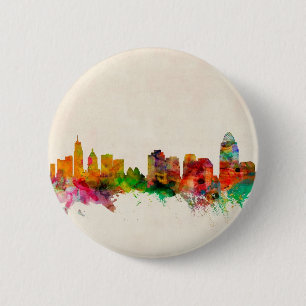 Badge Rond 5 Cm Paysage urbain d'horizon de Cincinnati Ohio