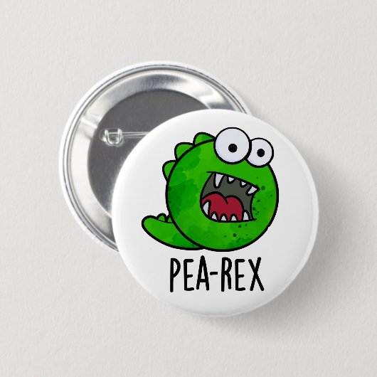 Badge Rond 5 Cm Pea Rex Dinosaur Dinosaure Veggie TRex Pun (Devant & derrière)