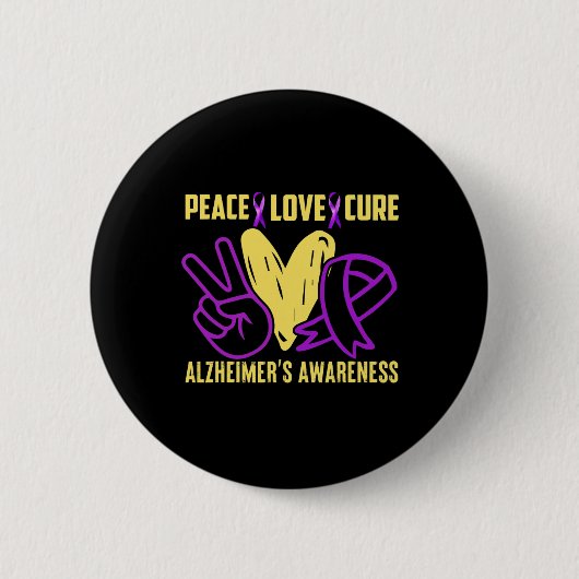 Badge Rond 5 Cm Peace Cure Love La sensibilisation à Alzheimer (Devant)