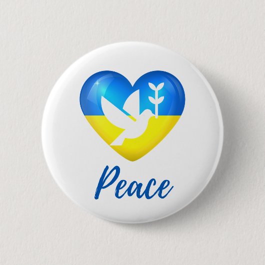 Badge Rond 5 Cm Peace Dove Ukraine - Coeur du drapeau (Devant)